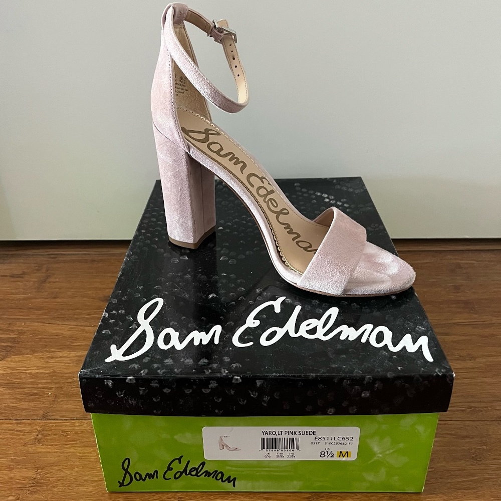 Sam Edelman Heel Sandal Yaro 8.5 Blush Pink Suede